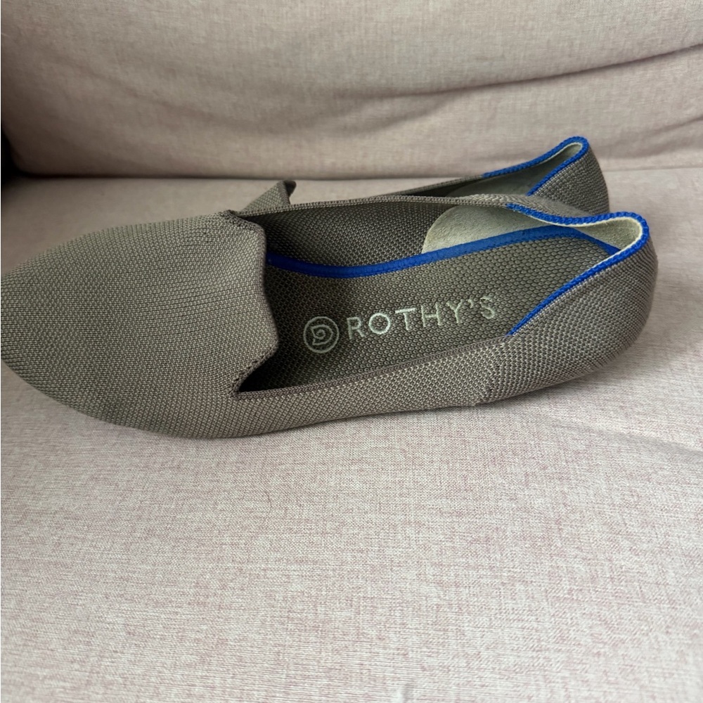 Rothy's dark grey Slip-Ons with Blue Trim